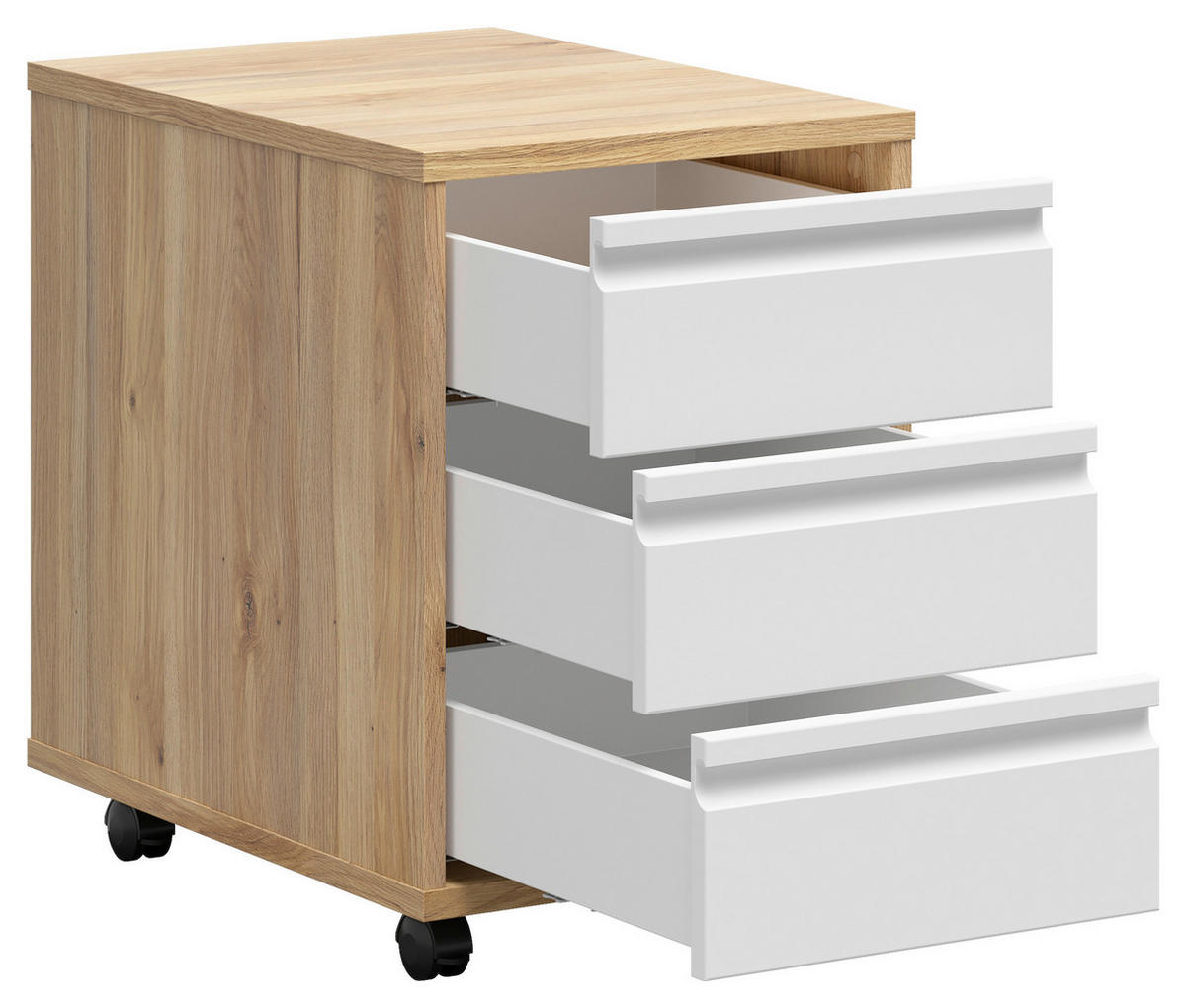 ROLLCONTAINER Weiß, Eichefarben  - Eichefarben/Weiß, KONVENTIONELL, Holzwerkstoff/Kunststoff (43/66,5/56cm) - Carryhome