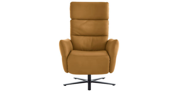 RELAXSESSEL in Leder Currygelb  - Currygelb/Schwarz, Design, Leder/Metall (82/119/85cm) - Dieter Knoll