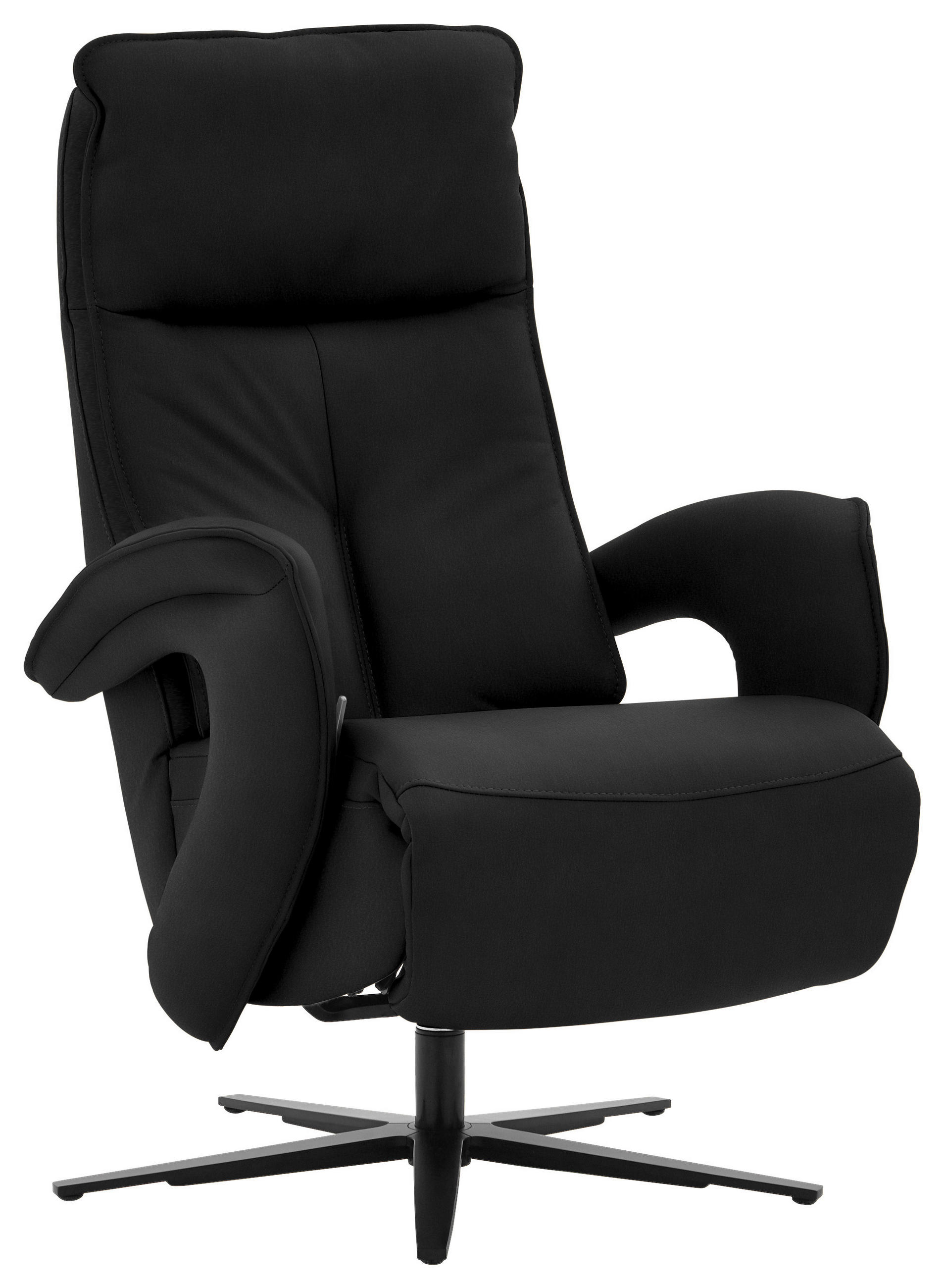 RELAXSESSEL in Leder Schwarz  - Schwarz, Design, Leder/Metall (77/110/87cm) - Valdera
