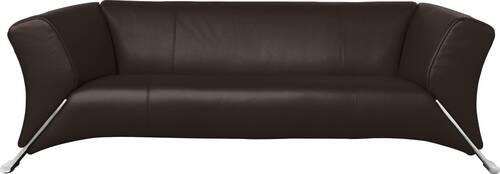 DREISITZER-SOFA Dunkelbraun Echtleder  - Dunkelbraun/Alufarben, Design, Leder/Metall (210/73/91cm) - Rolf Benz