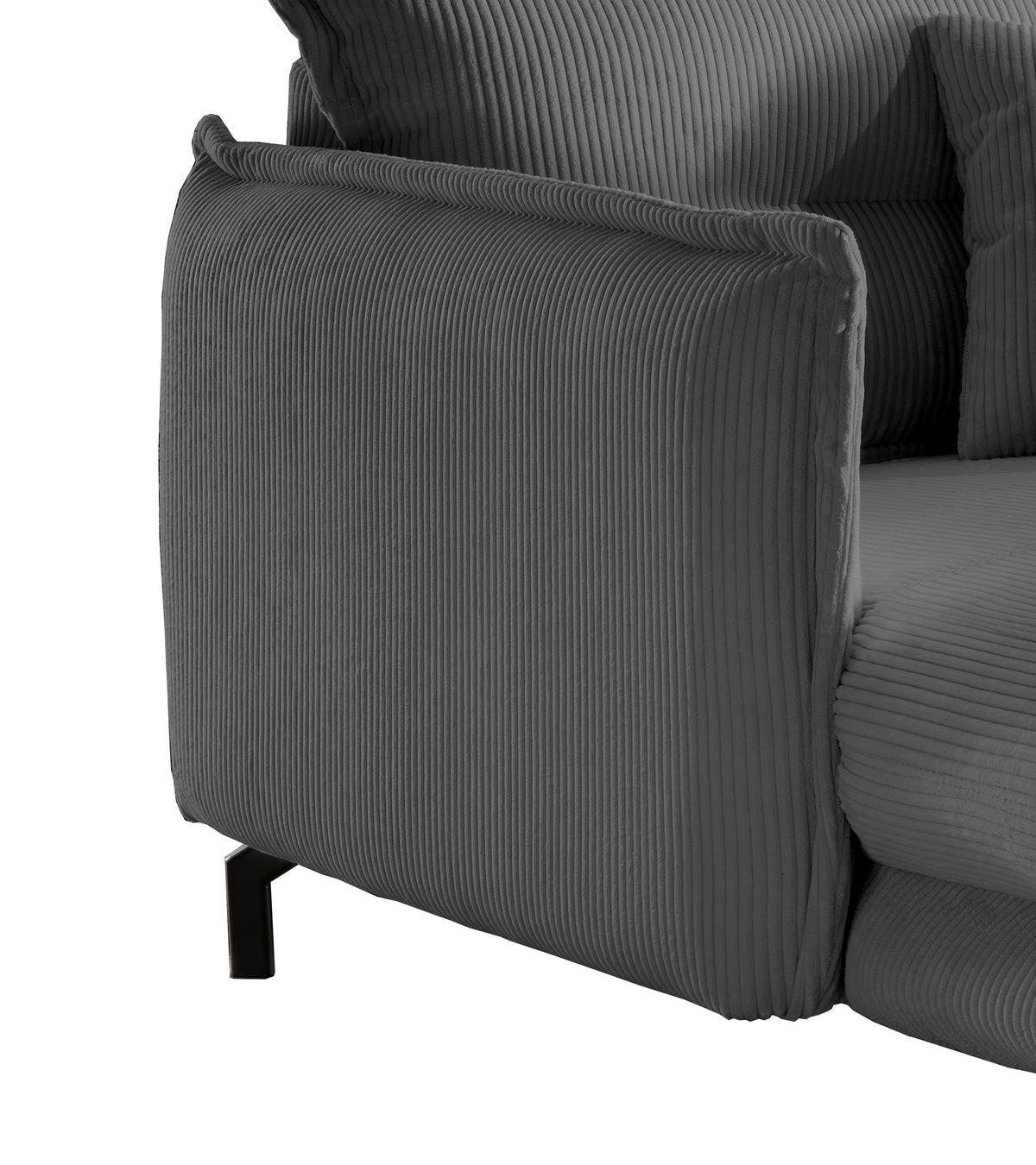 XXL-SESSEL in Cord Grau  - Schwarz/Grau, Modern, Textil/Metall (111/101/167cm) - Livetastic