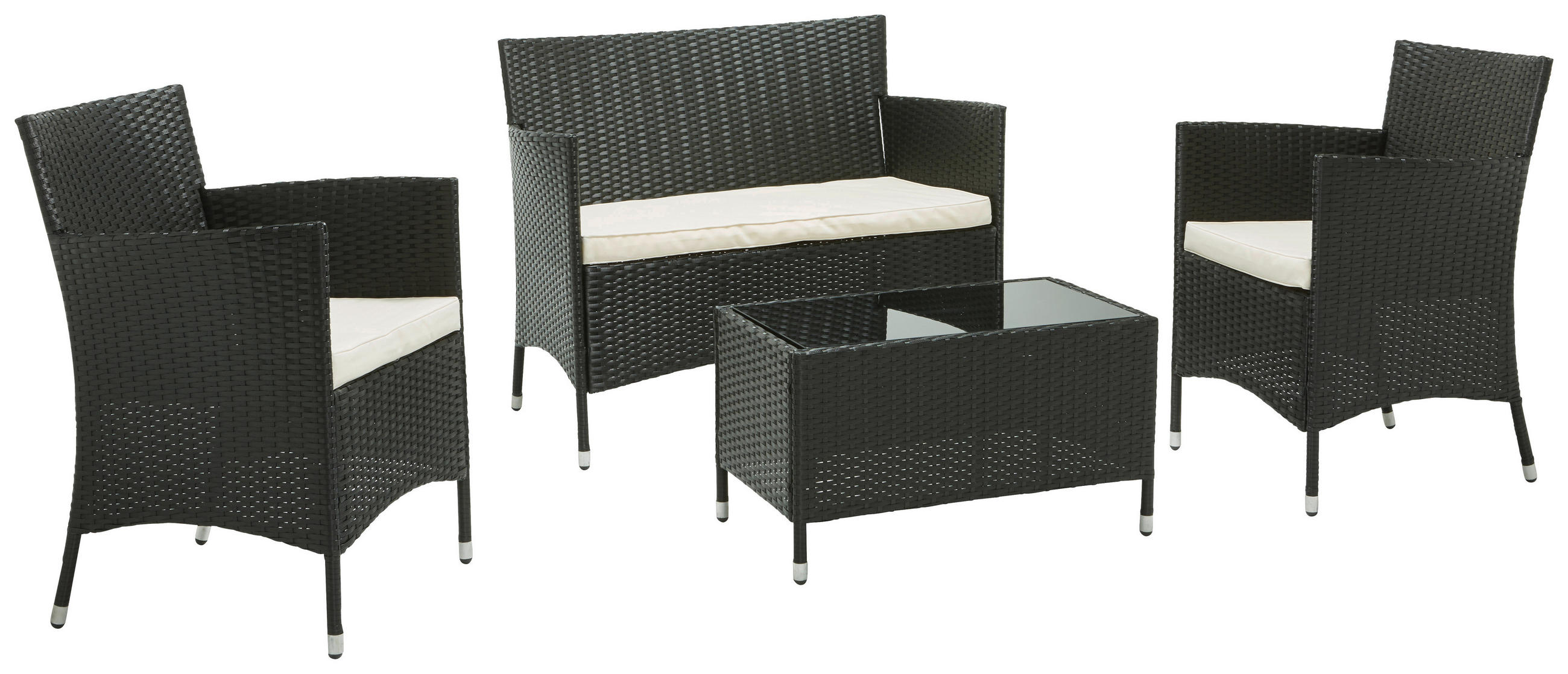 GARTENSET Stahl - Creme/Schwarz, KONVENTIONELL, Glas/Kunststoff - Ambia Garden