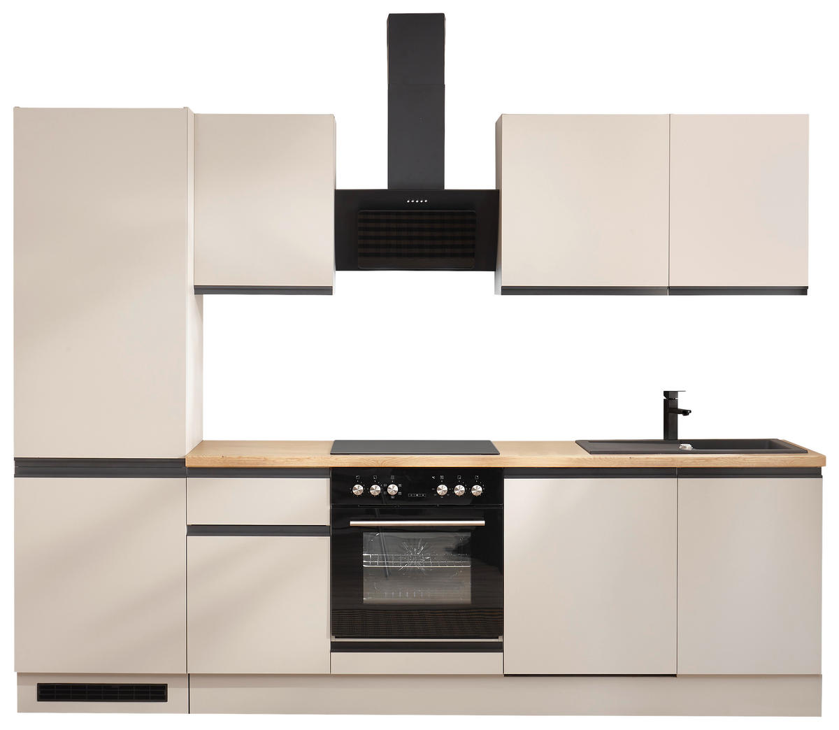 KÜCHENBLOCK 280 cm   in Seidengrau  - Eichefarben/Seidengrau, Trend, Holzwerkstoff/Metall (280cm) - P & B