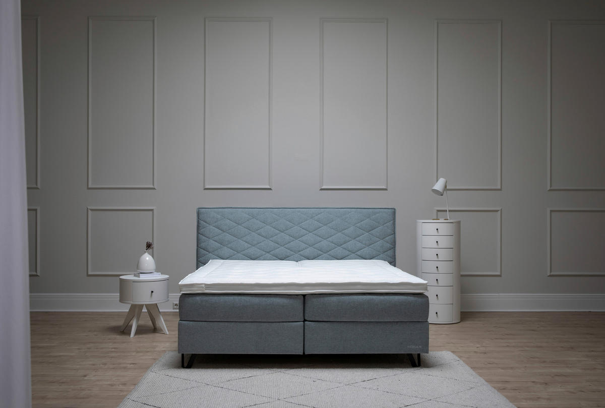BOXSPRINGBETT 180/200 cm  in Türkis  - Türkis/Schwarz, Konventionell, Holz/Textil (180/200cm) - Sjöholm