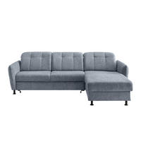 ECKSOFA Hellblau Chenille  - Schwarz/Hellblau, MODERN, Textil/Metall (267/184cm) - Livetastic
