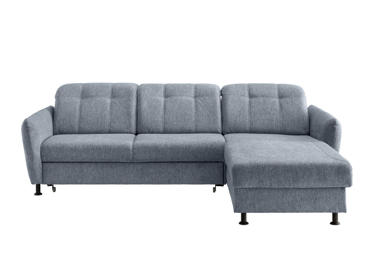 ECKSOFA Hellblau Chenille  - Schwarz/Hellblau, MODERN, Textil/Metall (267/184cm) - Livetastic