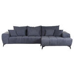 ECKSOFA in Flachgewebe Dunkelgrau  - Dunkelgrau/Schwarz, KONVENTIONELL, Textil/Metall (300/205cm) - Carryhome