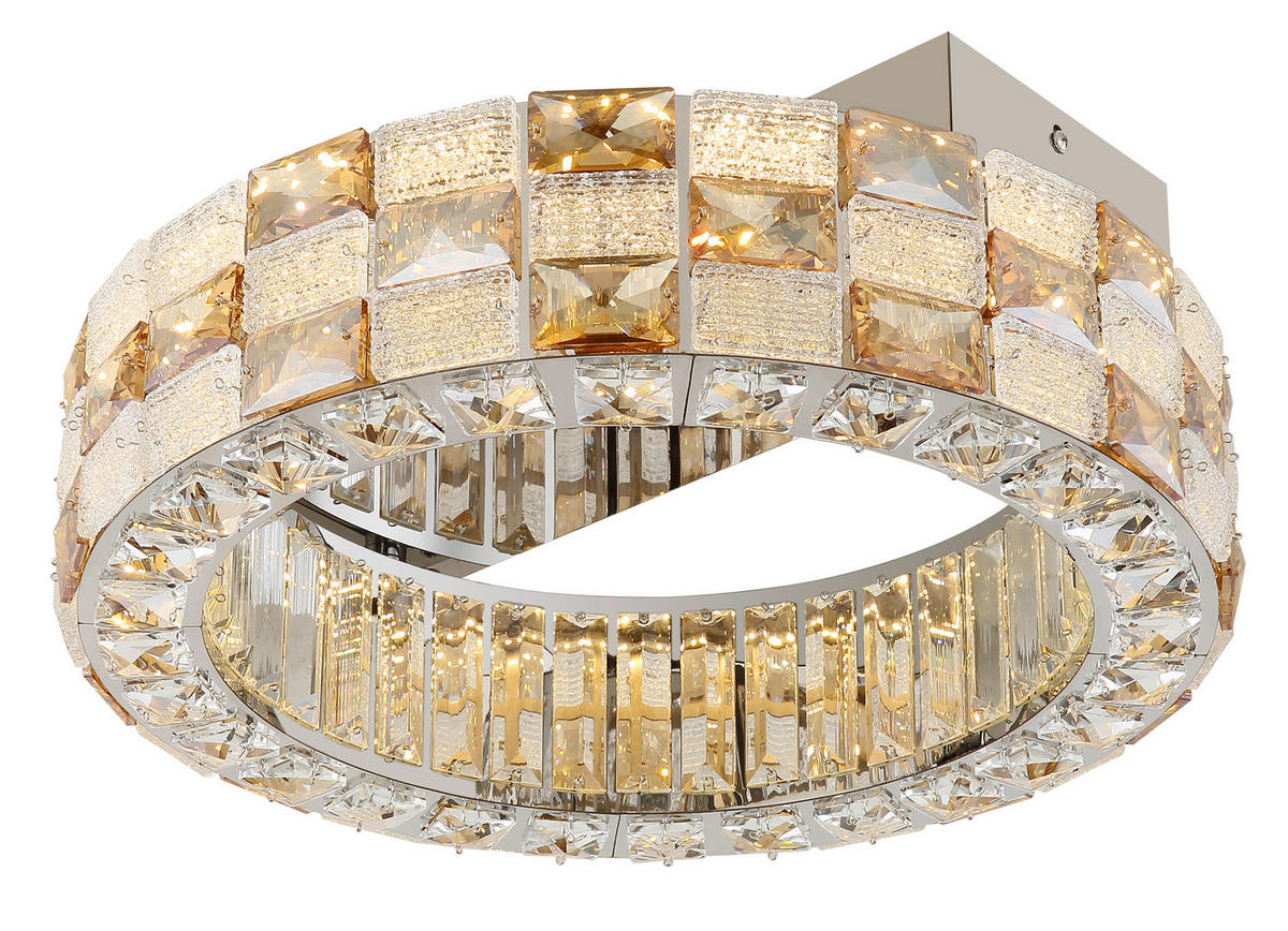 LED-DECKENLEUCHTE Lidia 40/14 cm  - Klar/Chromfarben, KONVENTIONELL, Glas/Metall (40/14cm) - Globo