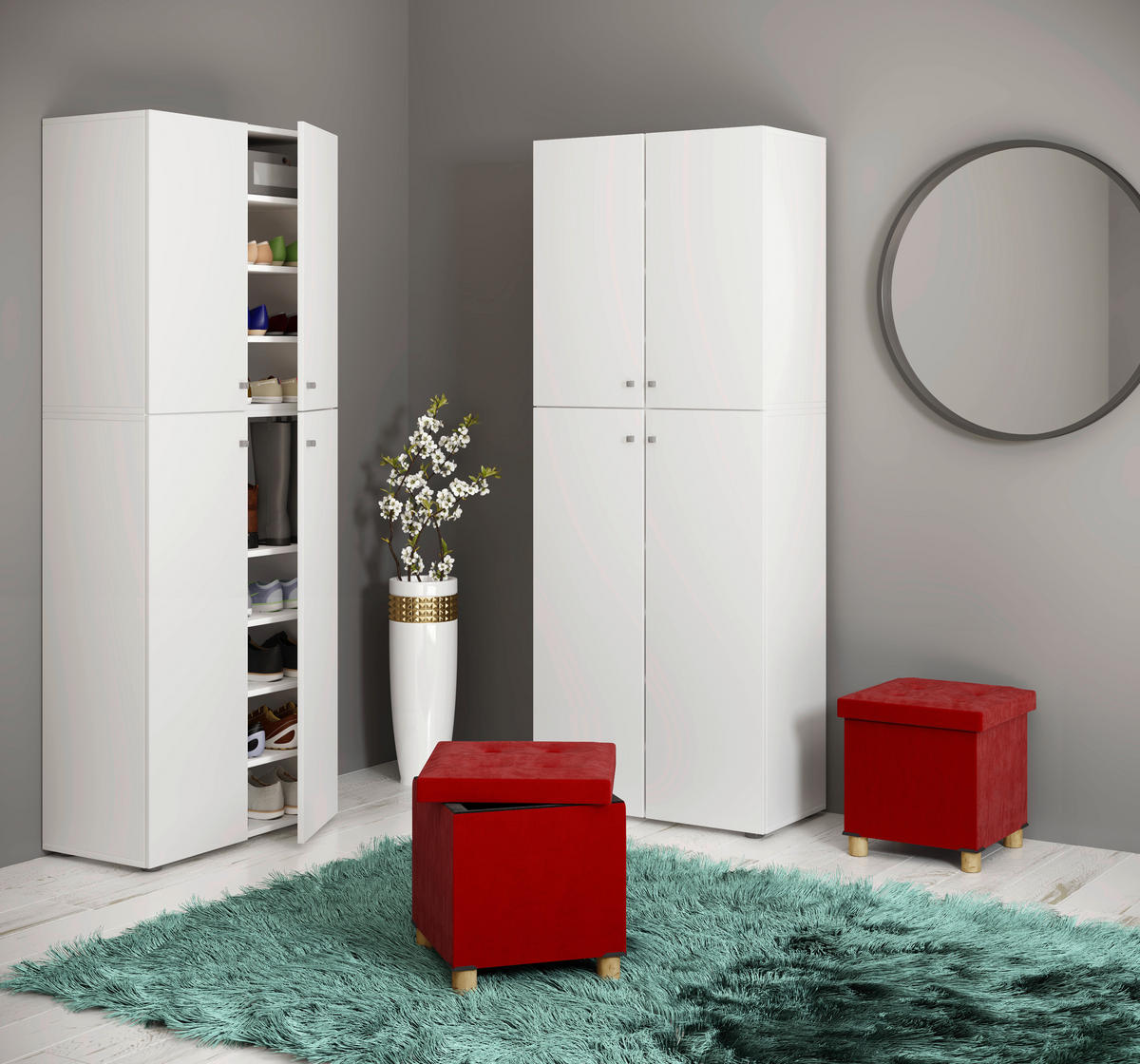 SITZBOX Textil Rot  - Rot/Braun, Modern, Holzwerkstoff/Textil (38/40/38cm) - MID.YOU