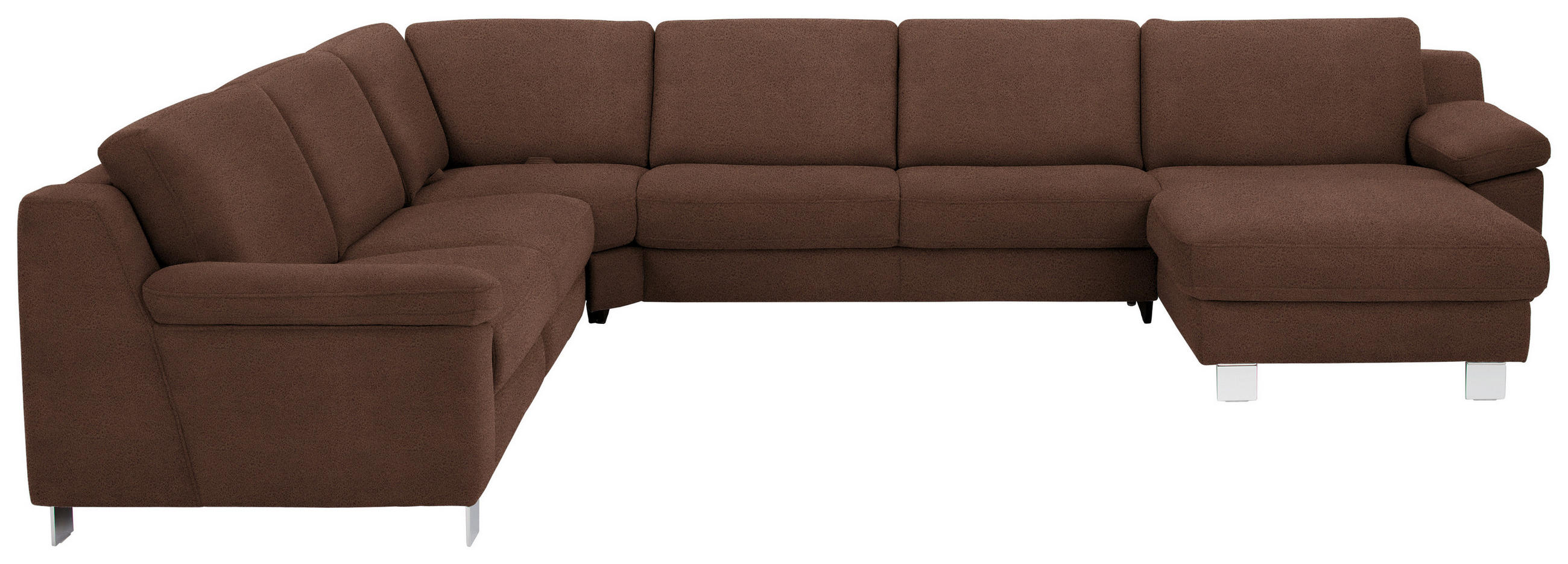 WOHNLANDSCHAFT in Mikrofaser Braun  - Chromfarben/Braun, Design, Textil/Metall (278/364/166cm) - Valdera