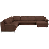 WOHNLANDSCHAFT in Mikrofaser Braun  - Chromfarben/Braun, Design, Textil/Metall (278/364/166cm) - Valdera