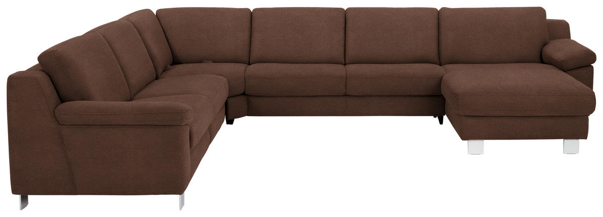WOHNLANDSCHAFT in Mikrofaser Braun  - Chromfarben/Braun, Design, Textil/Metall (278/364/166cm) - Valdera