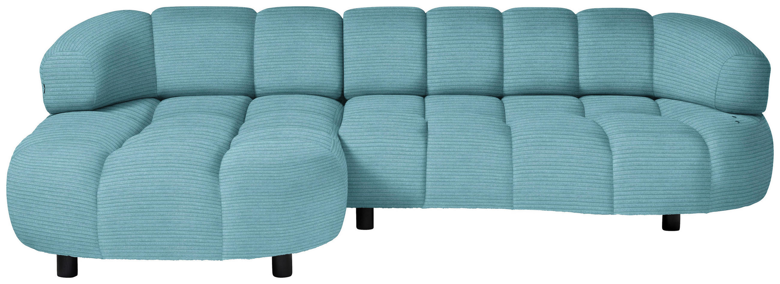 ECKSOFA in Cord, Velours Hellblau  - Schwarz/Hellblau, Design, Holz/Textil (183/284cm) - Welnova