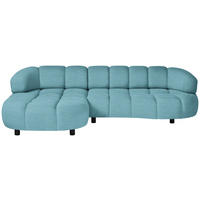 ECKSOFA in Cord, Velours Hellblau  - Schwarz/Hellblau, Design, Holz/Textil (183/284cm) - Welnova