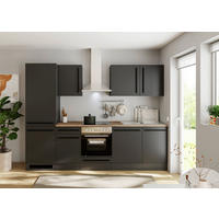 KÜCHENBLOCK 280 cm  in Schwarz  - Eichefarben/Anthrazit, LIFESTYLE, Holzwerkstoff/Kunststoff (280cm) - P & B