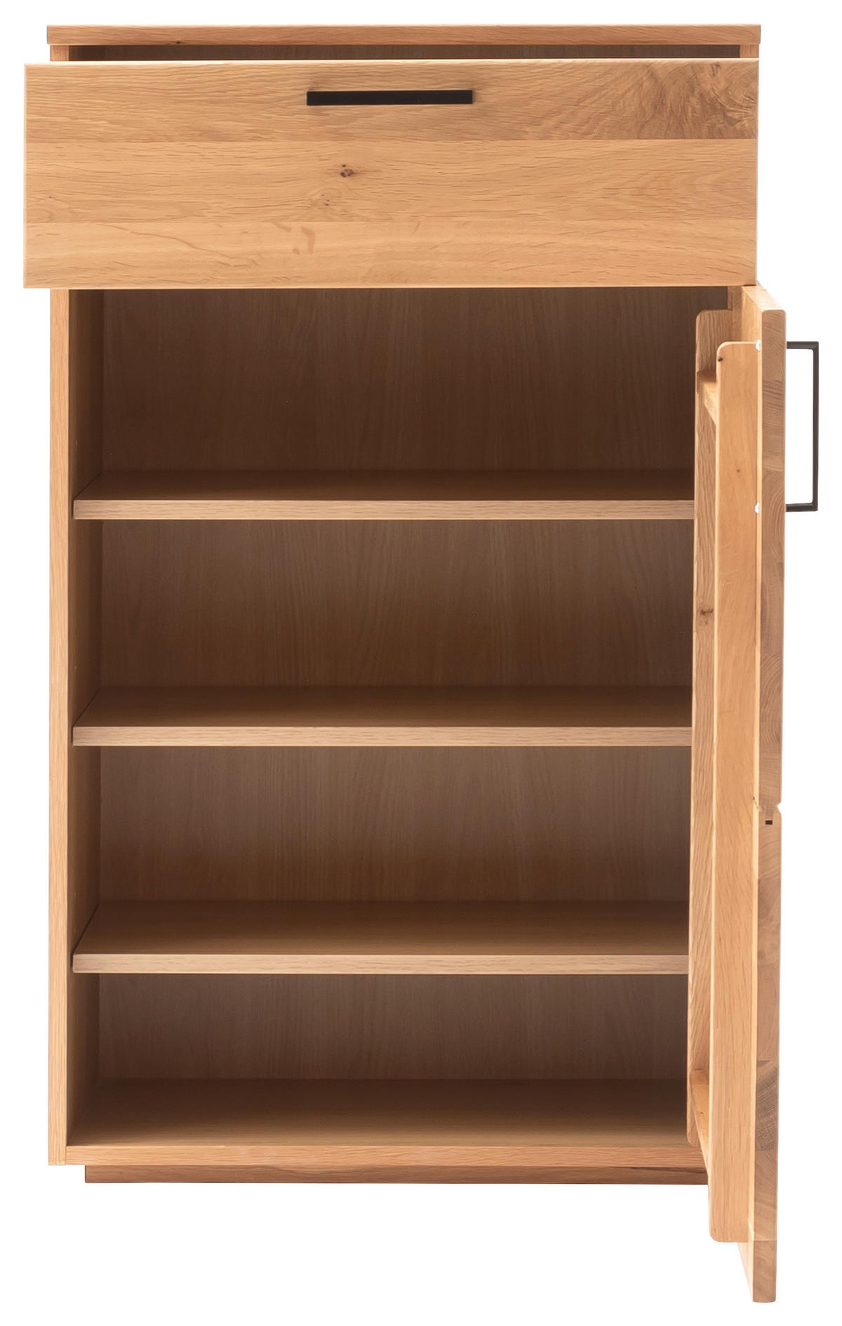 SCHUHSCHRANK Asteiche teilmassiv Eichefarben  - Eichefarben/Schwarz, Natur, Holz/Holzwerkstoff (60/101/40cm)