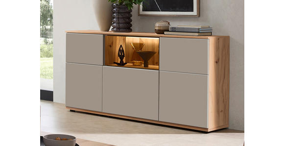 SIDEBOARD Grau, Buchefarben  150/85/40 cm  - Buchefarben/Grau, KONVENTIONELL, Glas/Holzwerkstoff (150/85/40cm) - Venda