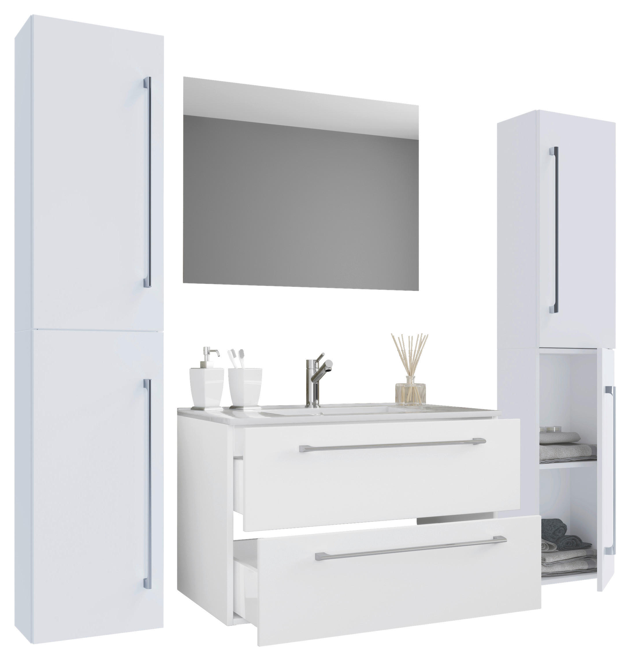 BADEZIMMER  in 127 cm  - Weiß/Grau, MODERN, Keramik/Holzwerkstoff (127cm) - MID.YOU