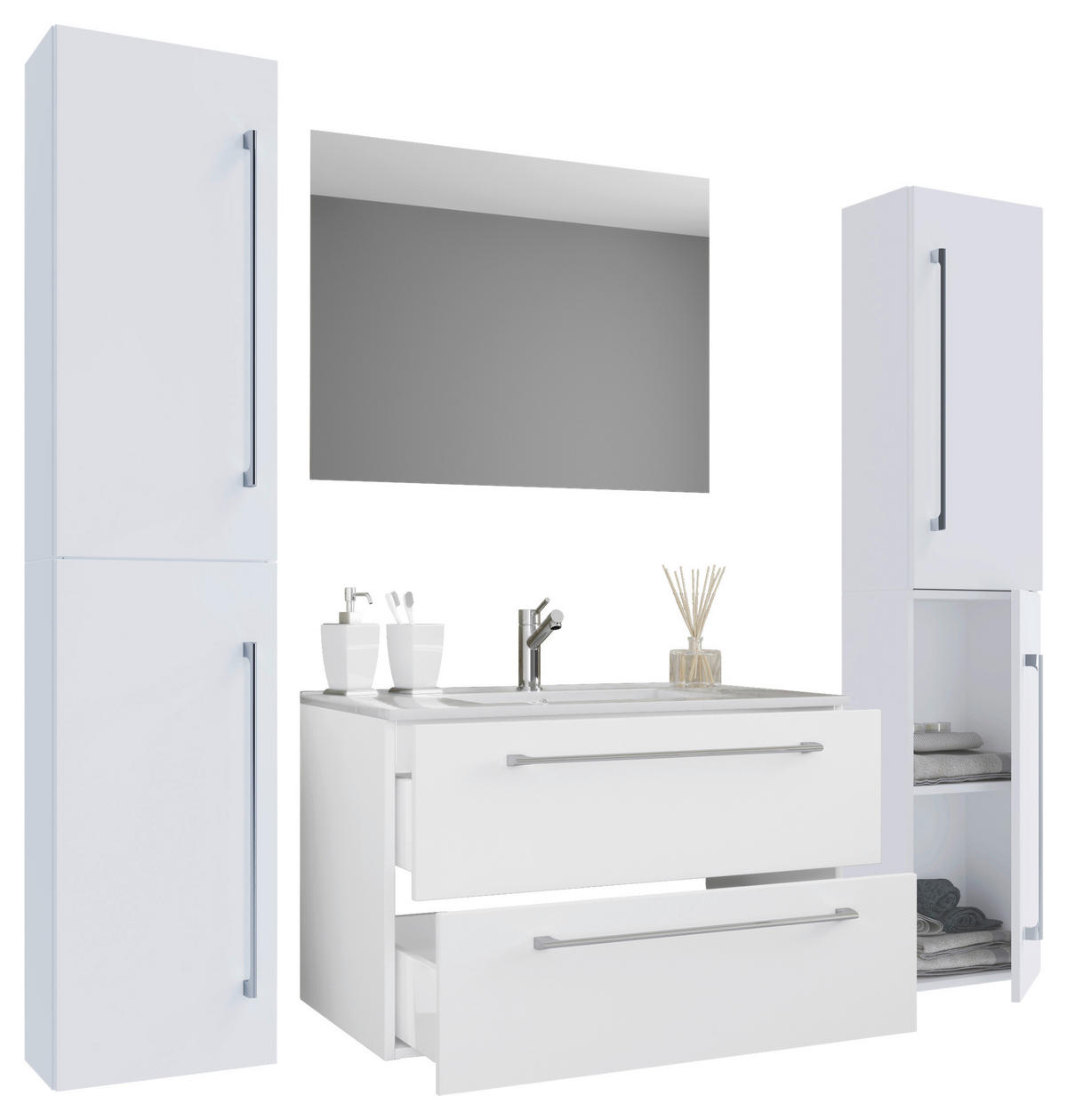 BADEZIMMER  in 127 cm  - Weiß/Grau, MODERN, Keramik/Holzwerkstoff (127cm) - MID.YOU