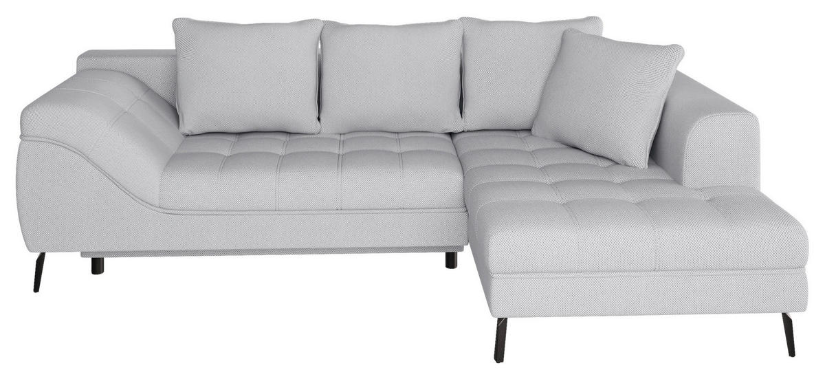 ECKSOFA in Webstoff Hellgrau  - Hellgrau/Schwarz, Modern, Textil/Metall (279/177cm) - Stylife