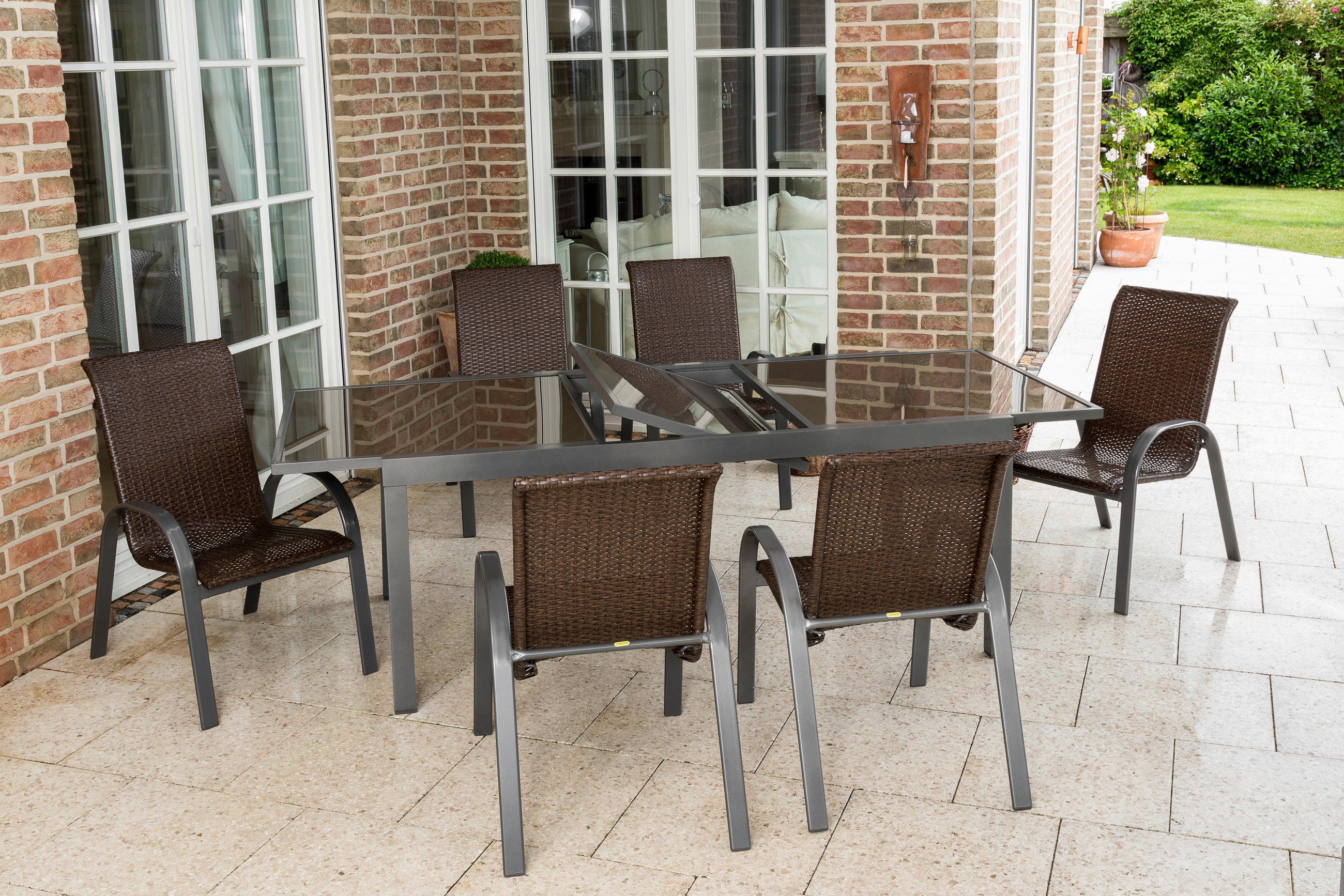 GARTENSET 9-teilig  - Graphitfarben/Braun, MODERN, Kunststoff/Metall - Gardenson