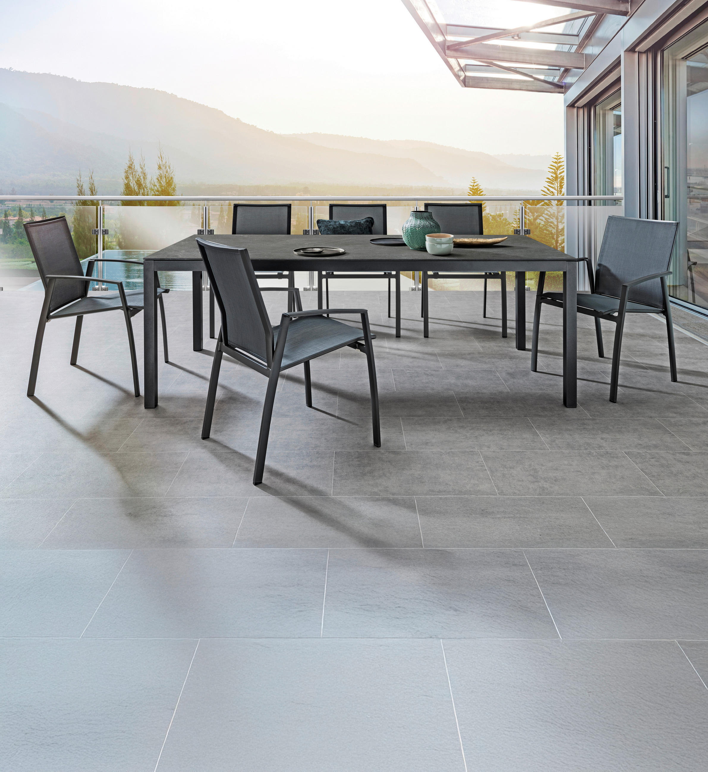 GARTENTISCH 210/95/74 cm Metall, Keramik  - Anthrazit, Modern, Keramik/Metall (210/95/74cm)