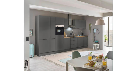 KÜCHENBLOCK   in Graphitfarben  - Schwarz/Graphitfarben, Basics, Holzwerkstoff/Metall (370/211/60cm) - Xora