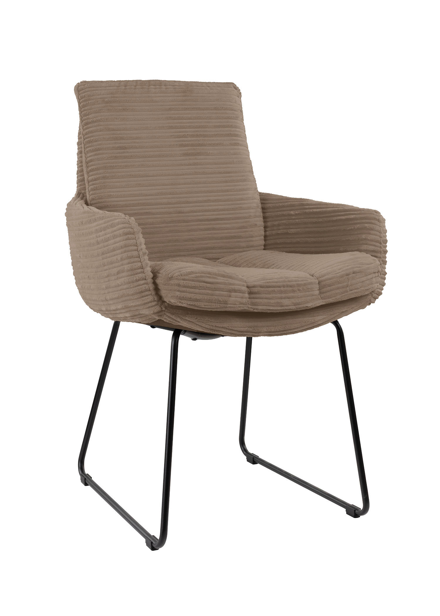 ARMLEHNSTUHL  Beinauswahl, ergonomische Rückenlehne, Stoff-/Lederauswahl gerippt  Hellbraun  - Hellbraun/Schwarz, Design, Textil/Metall (60/91/62cm) - Valdera