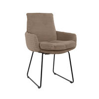 ARMLEHNSTUHL  Beinauswahl, ergonomische Rückenlehne, Stoff-/Lederauswahl gerippt  Hellbraun  - Hellbraun/Schwarz, Design, Textil/Metall (60/91/62cm) - Valdera