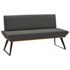 SITZBANK 180/87/64 cm Lederlook Schwarz, Eichefarben, Dunkelgrau Eiche massiv Metall  - Eichefarben/Dunkelgrau, Design, Holz/Textil (180/87/64cm) - Voleo
