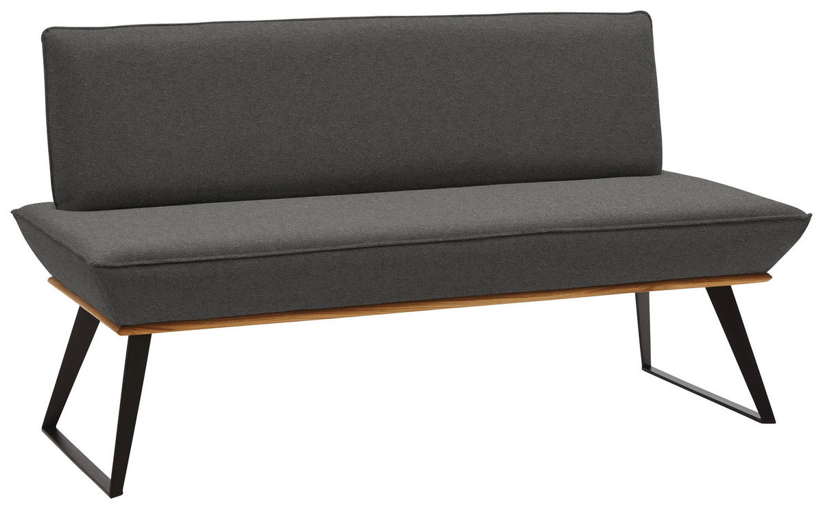 SITZBANK in Holz, Metall, Textil Schwarz, Eichefarben, Dunkelgrau  - Eichefarben/Dunkelgrau, Design, Holz/Textil (140/87/64cm) - Voleo