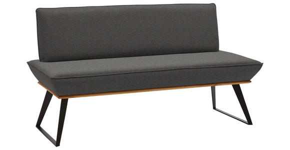 SITZBANK 160/87/64 cm in Schwarz, Eichefarben, Dunkelgrau - Eichefarben/Dunkelgrau, Design, Holz/Textil (160/87/64cm) - Voleo