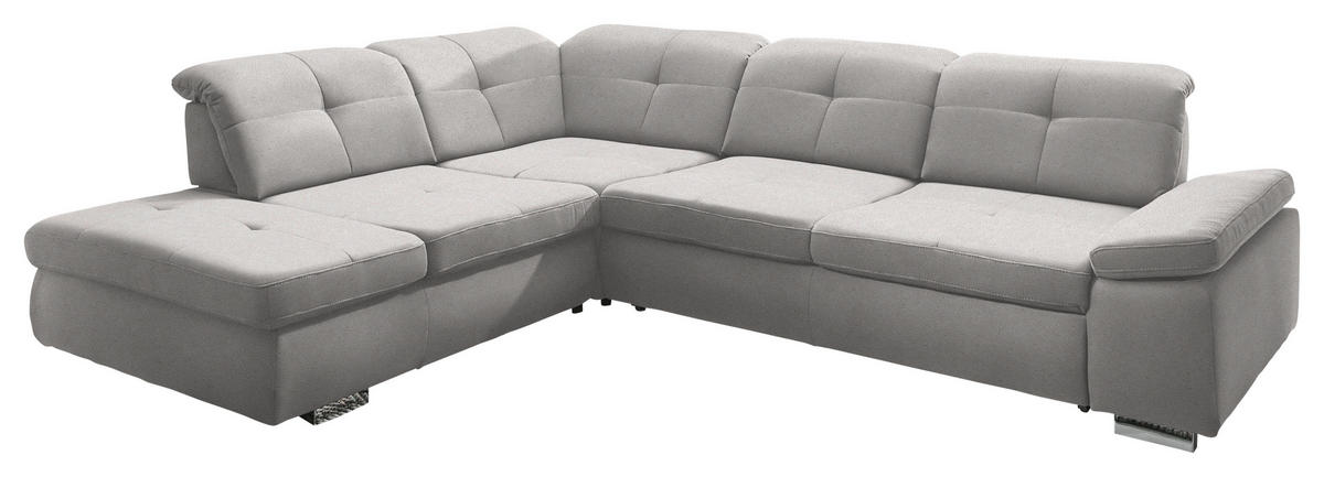 ECKSOFA  in Mikrofaser Silberfarben  260/312 cm  - Chromfarben/Silberfarben, Design, Textil/Metall (260/312cm) - Beldomo Style