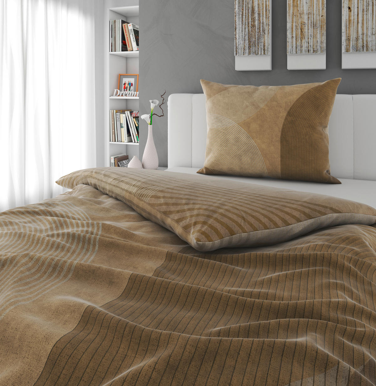 BETTWÄSCHE TANJA Satin 140/200 cm  - Taupe, Design, Textil (140/200cm) - Novel