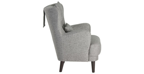 OHRENSESSEL in Flachgewebe Grau - Schwarz/Grau, Design, Holz/Textil (81/106/90cm) - Carryhome