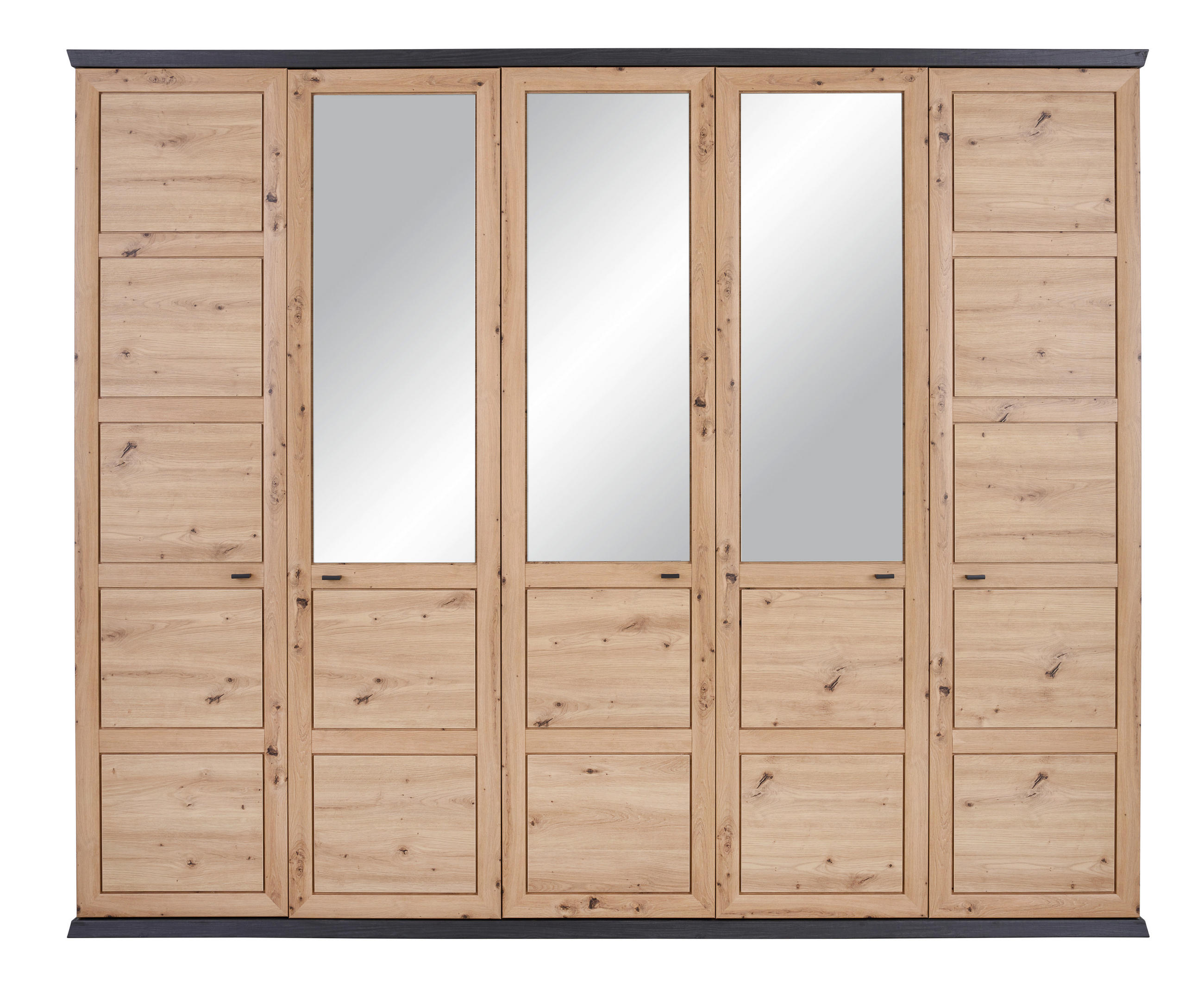 DREHTÜRENSCHRANK 255/209/60 cm 5-türig Dunkelgrau, Eiche Artisan  - Dunkelgrau/Eiche Artisan, ROMANTIK / LANDHAUS, Glas/Holzwerkstoff (255/209/60cm) - Hom`in