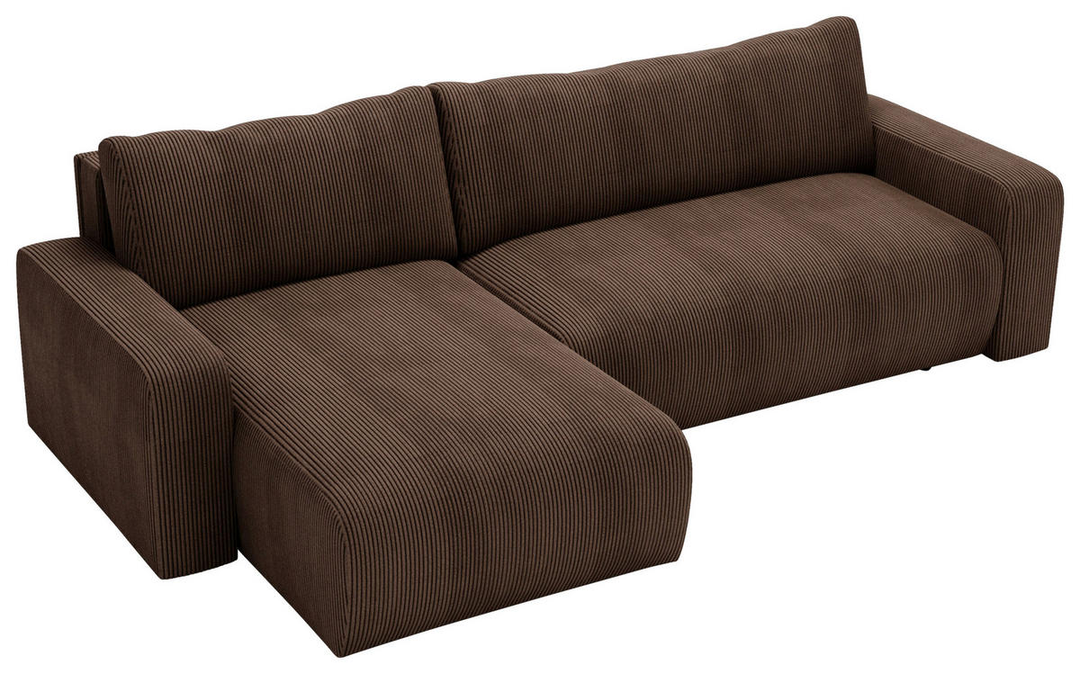 ECKSOFA Braun Cord  - Schwarz/Braun, MODERN, Kunststoff/Textil (150/245cm) - Carryhome