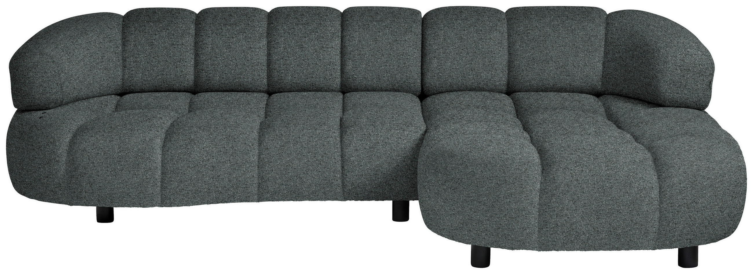 ECKSOFA Dunkelgrau Webstoff  - Dunkelgrau/Schwarz, Design, Holz/Textil (284/183cm) - Welnova