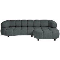 ECKSOFA Dunkelgrau Webstoff  - Dunkelgrau/Schwarz, Design, Holz/Textil (284/183cm) - Welnova