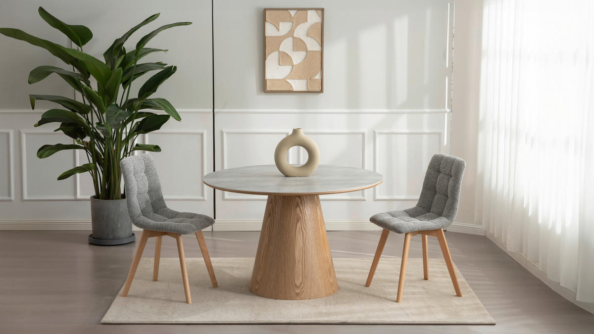 STUHL  Stoffauswahl Leinenoptik  - Naturfarben/Grau, Design, Holz/Textil (45/89/53cm) - Carryhome