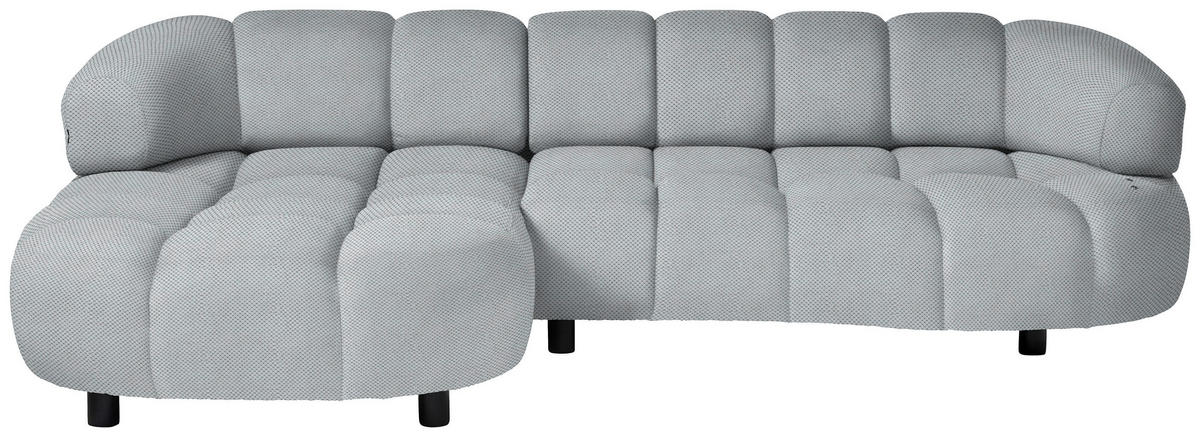 ECKSOFA in Webstoff Hellgrau  183/284 cm  - Hellgrau/Schwarz, Design, Holz/Textil (183/284cm) - Welnova