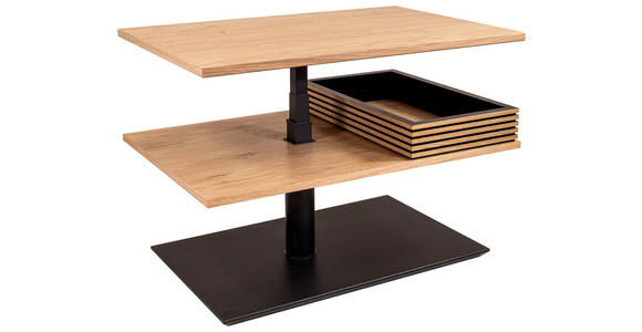 COUCHTISCH in Holz, Metall, Holzwerkstoff 90/60/49-67 cm  - Wildeiche/Schwarz, Design, Holz/Holzwerkstoff (90/60/49-67cm) - Novel