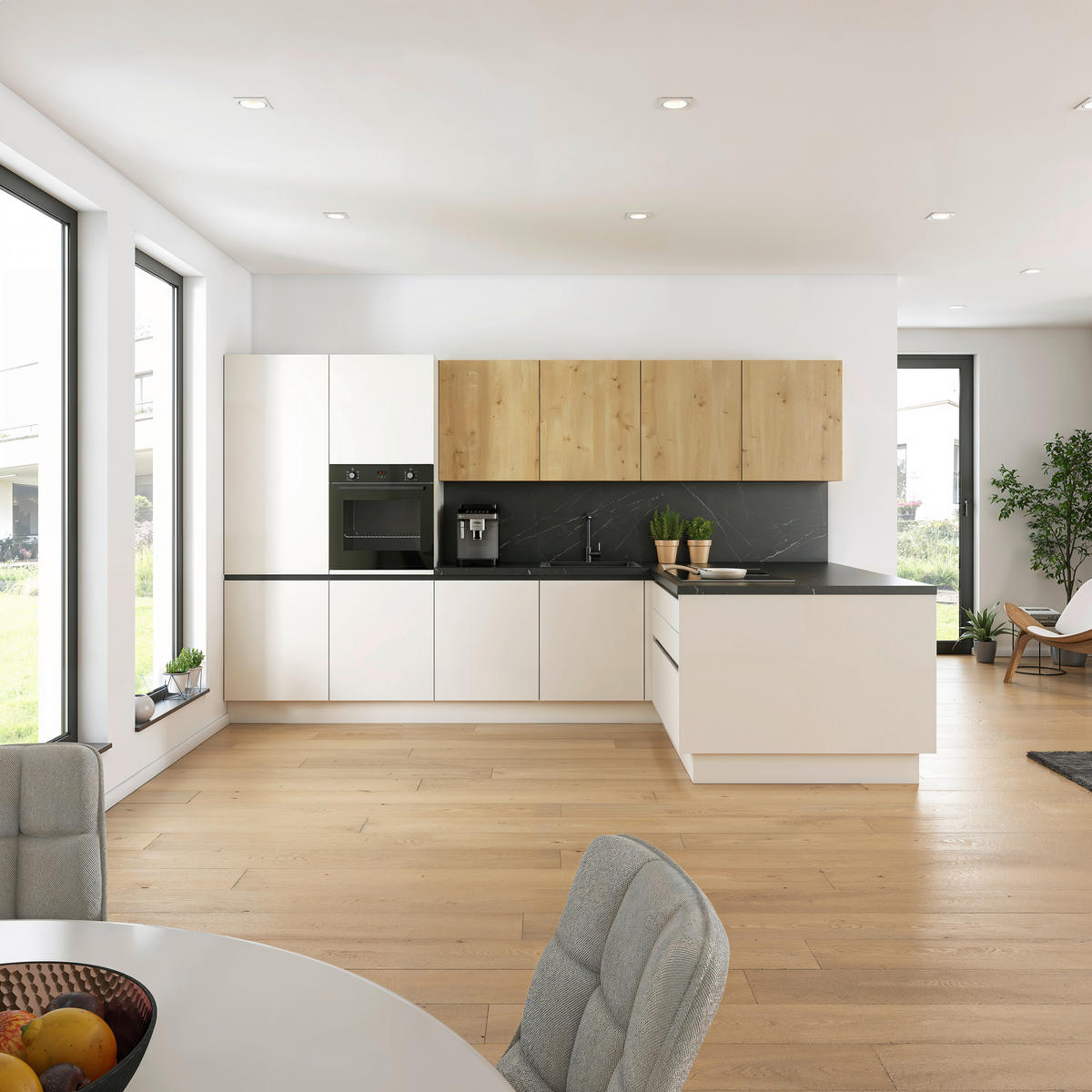 EINBAUKÜCHE   - Weiß, Design, Holzwerkstoff - EWE