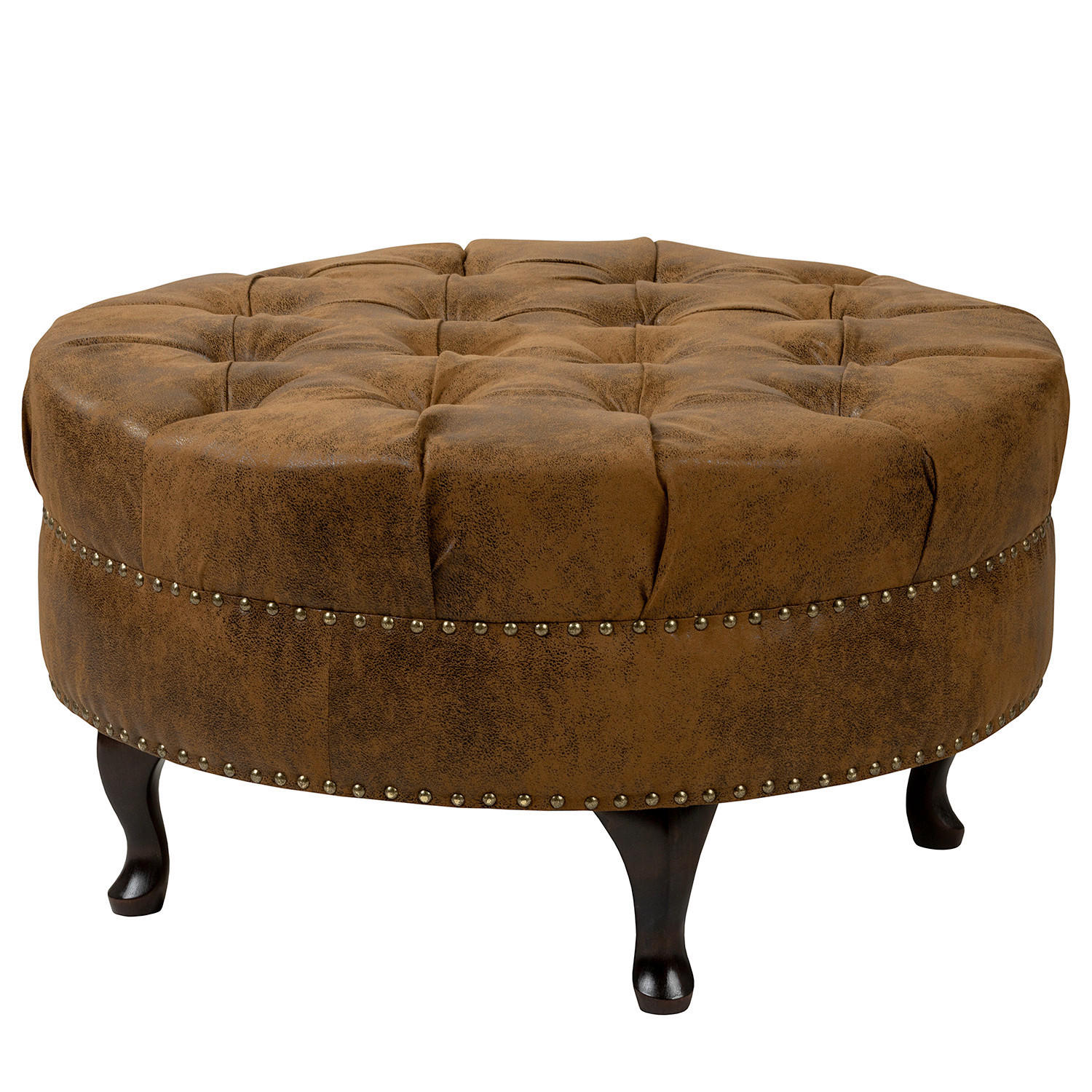 HOCKER in Textil Cognac  - Cognac/Braun, Design, Holz/Textil (80/45/80cm) - Livetastic