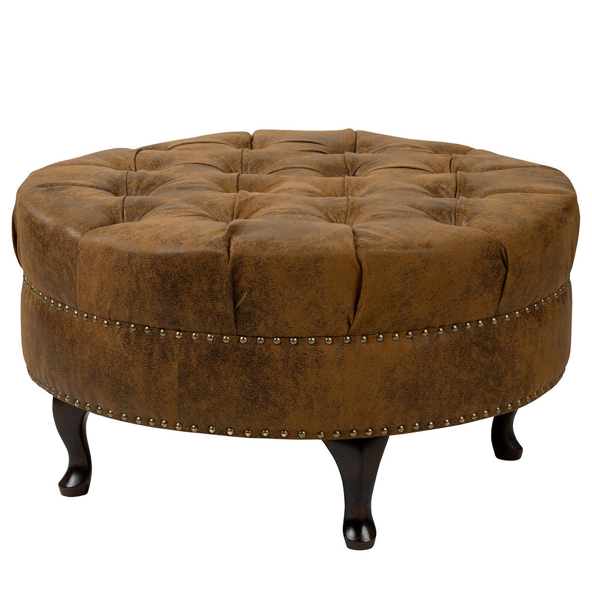 HOCKER in Textil Cognac  - Cognac/Braun, Design, Holz/Textil (80/45/80cm) - Livetastic