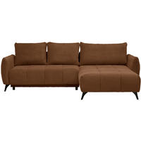 ECKSOFA in Struktur, Plüsch Rostfarben  - Rostfarben/Schwarz, Design, Textil/Metall (287/197cm) - Stylife
