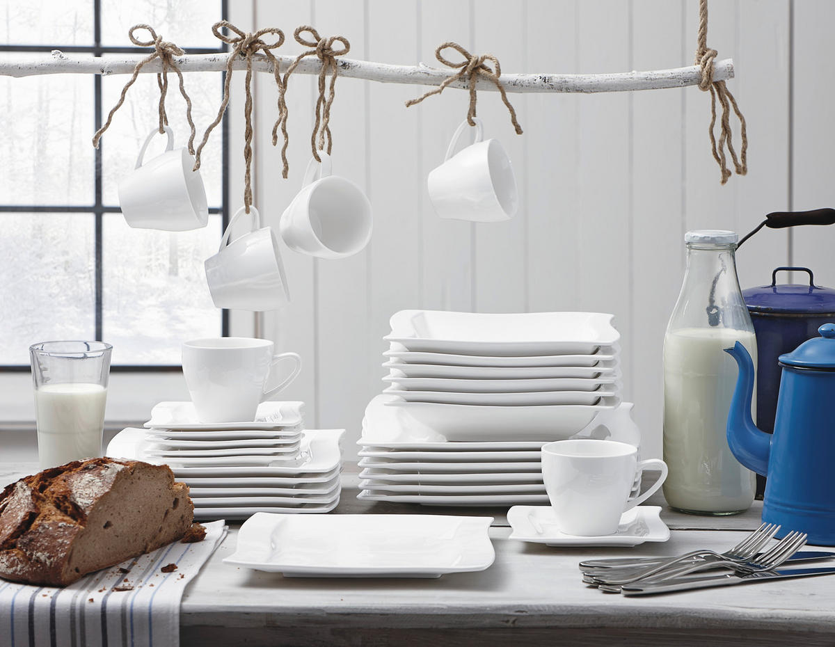 Serviciu De Cafea 18 piese  - alb, Basics, ceramică - Novel