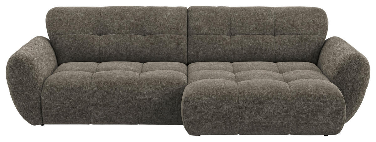 ECKSOFA NIVO Graubraun Chenille Rücken echt  - Graubraun/Schwarz, MODERN, Kunststoff/Textil (312/175cm) - Livetastic