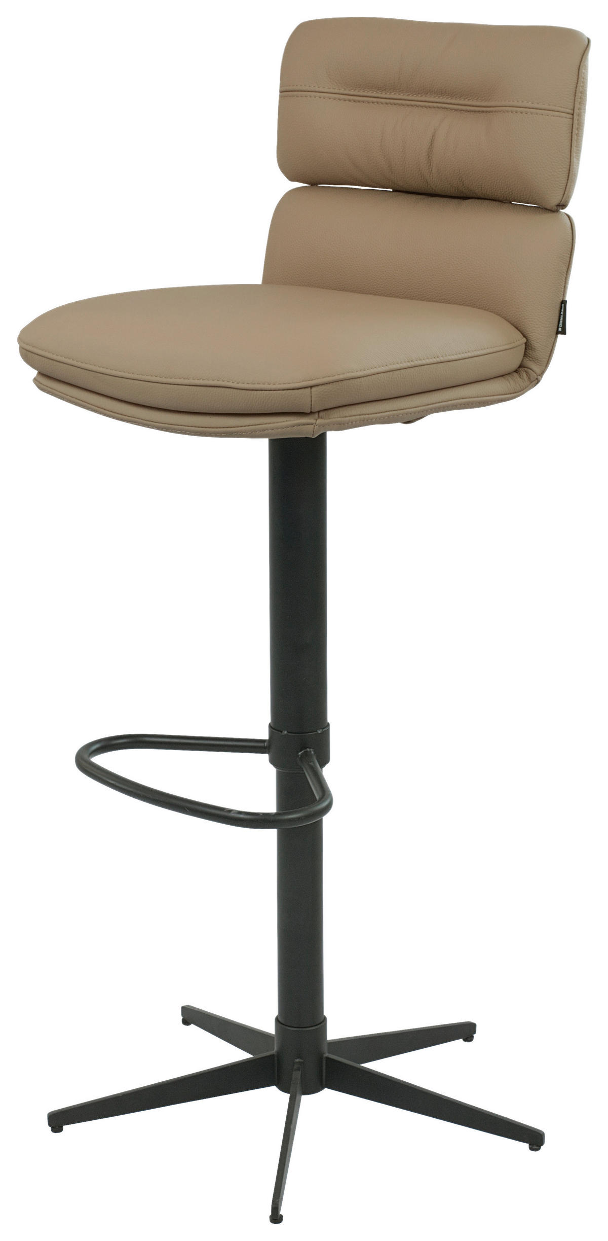 BARHOCKER Echtleder Schwarz, Taupe Eisen Lederauswahl, Stoffauswahl, Wippfunktion, Sitzfläche 360° drehbar  - Taupe/Schwarz, Design, Leder/Metall (42/99-117/50cm) - Dieter Knoll