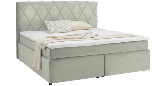 BOXSPRINGBETT 180/200 cm  in Weiß  - Schwarz/Weiß, Design, Kunststoff/Textil (180/200cm) - Xora